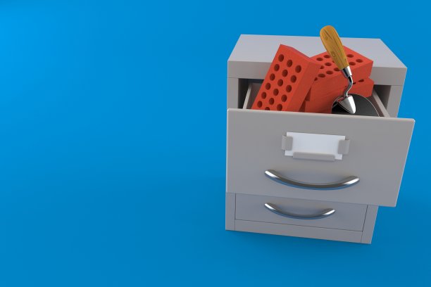 档案馆内的泥铲和砖块图片下载