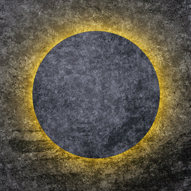 背景黑色圆圈与黄色背光图片下载