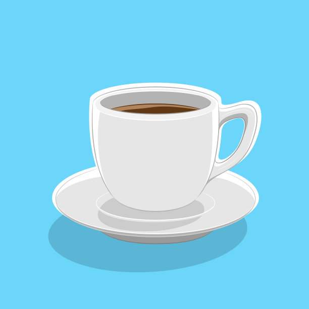 咖啡杯图标上的蓝色背景矢量插图图片下载