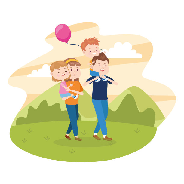 家庭、父母和孩子的卡通图片下载