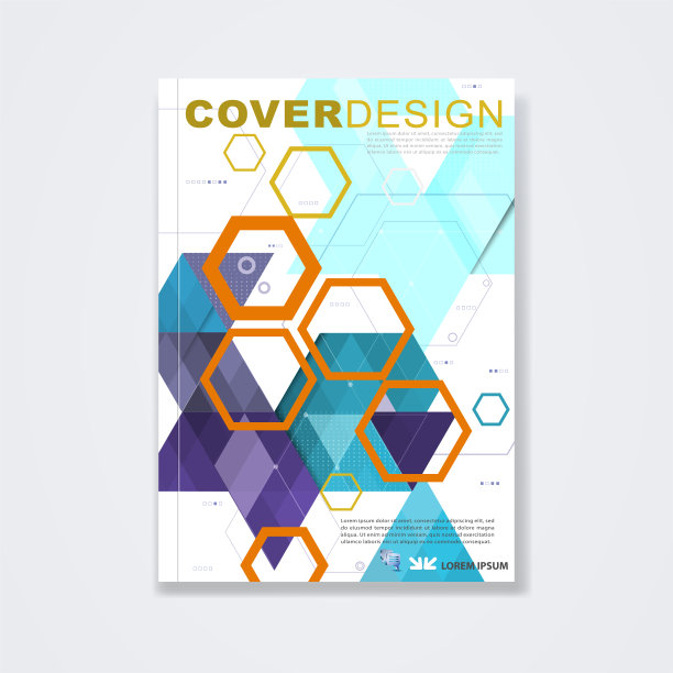 封面模板，宣传册模板布局，书籍封面，年度报告，杂志与几何设计在白色背景的技术概念和企业业务在A4大小，矢量插图图片下载