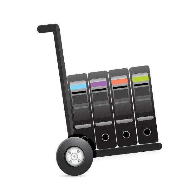 小车上的一组服务器。插图设计图片下载