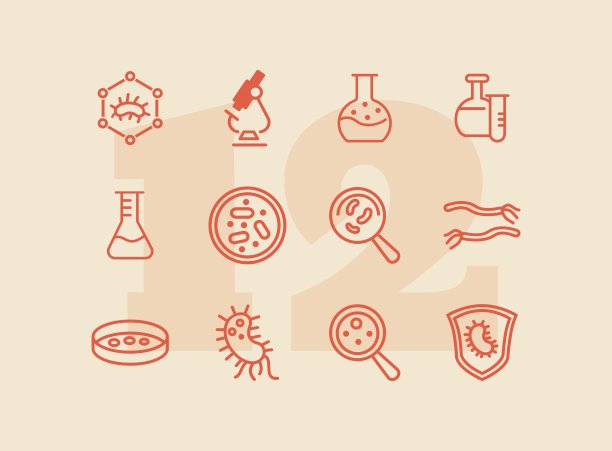 生物实验室线性图标集图片下载