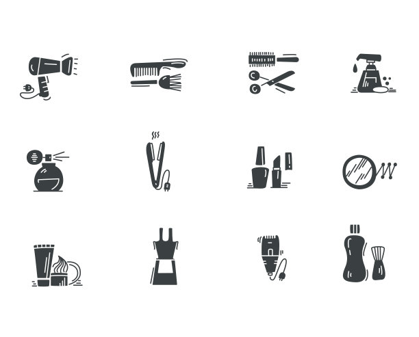 美容化妆品图标集平面设计。矢量插图上的白色背景。图片下载