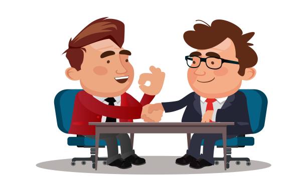 商人合作伙伴签署合同后握手同意图片下载