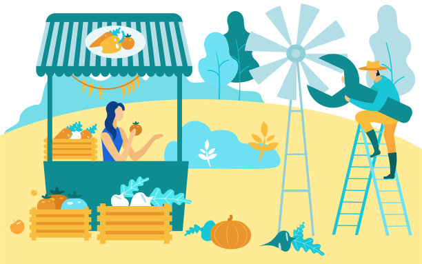 手里拿着番茄的女人在卖蔬菜。向量图片下载