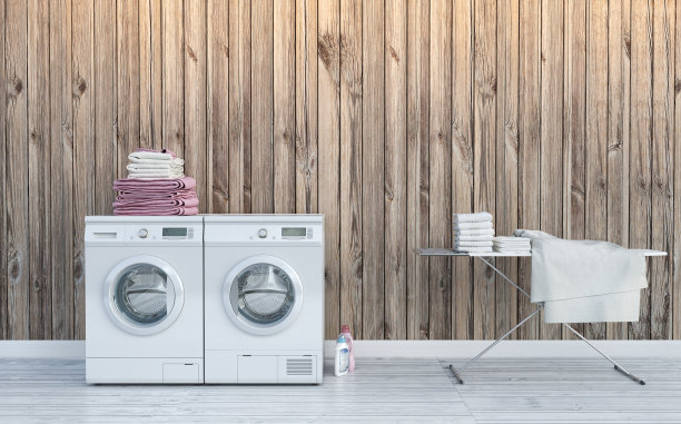 洗衣房、水槽和外墙。三维演示图片下载