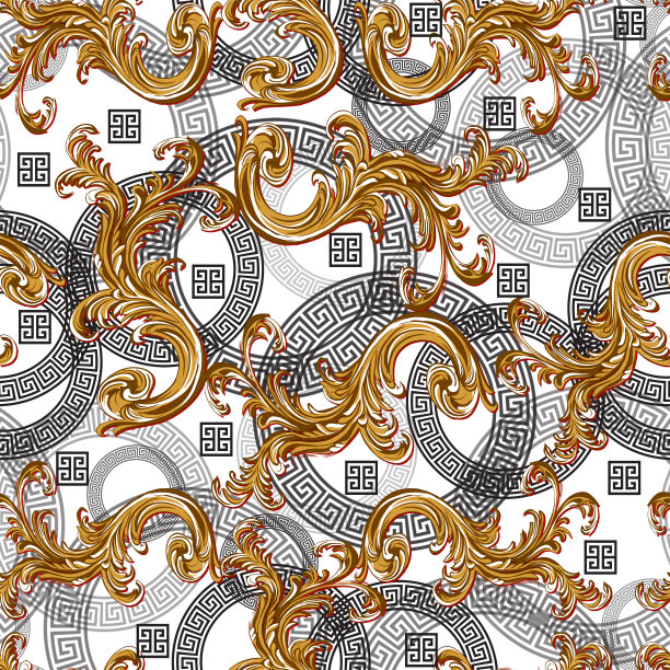 时髦的希腊模式。现代墙纸和巴洛克风格的抽象圆形，方形和希腊图片下载