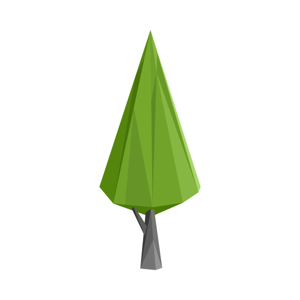 几何三角树。多边形折纸枞树或锥体杨树。图片下载