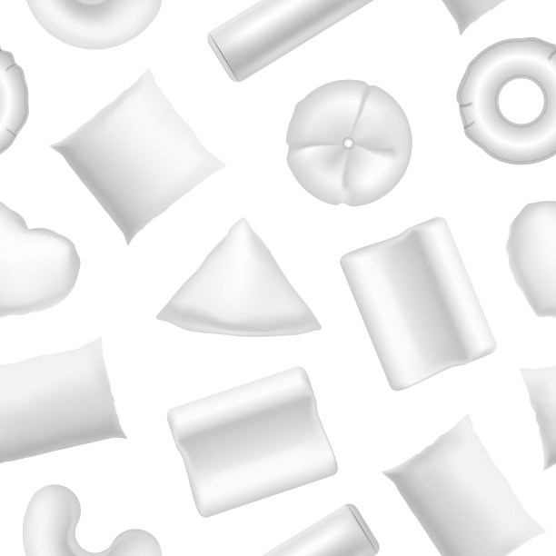 现实详细的3d白色空白枕头模板模型无缝模式背景。向量图片下载