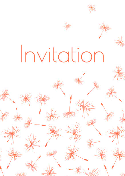 请帖模板蒲公英种子白橙色图片下载