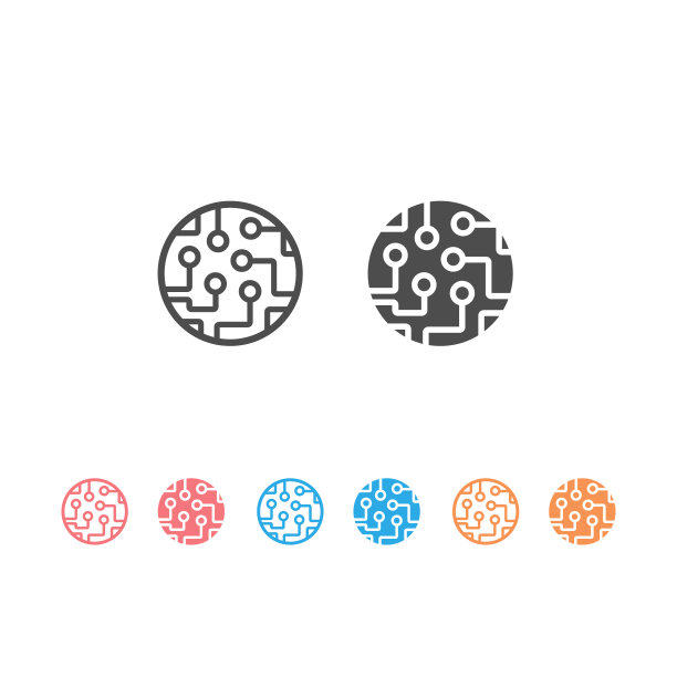 白色背景上的电路板图标集矢量图图片下载