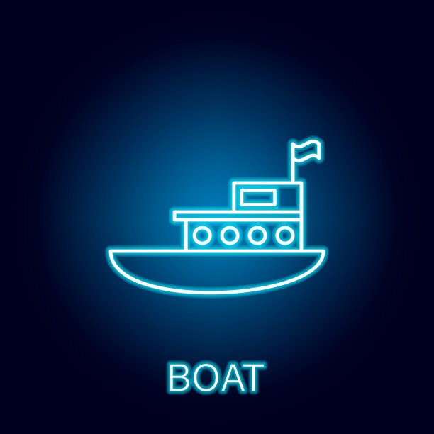 船海上运输轮廓图标霓虹灯风格。符号和符号可以用于网页，标志，手机应用程序，UI，用户体验图片下载