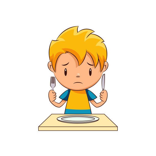 饥饿悲伤的孩子，空盘子图片下载