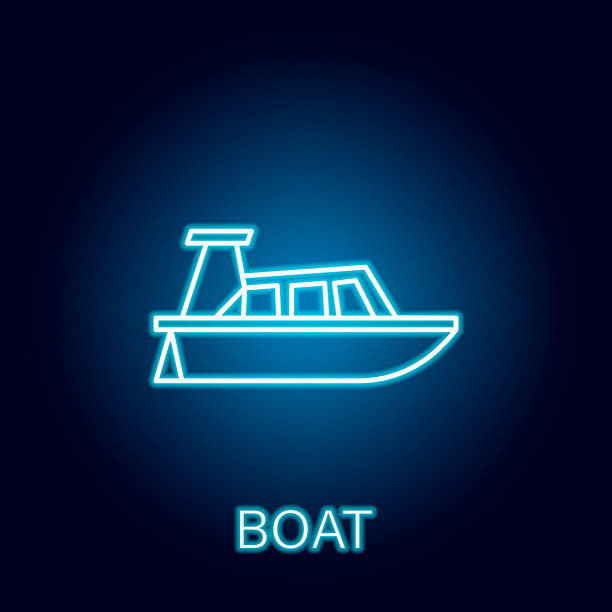 船海上运输轮廓图标霓虹灯风格。符号和符号可以用于网页，标志，手机应用程序，UI，用户体验图片下载