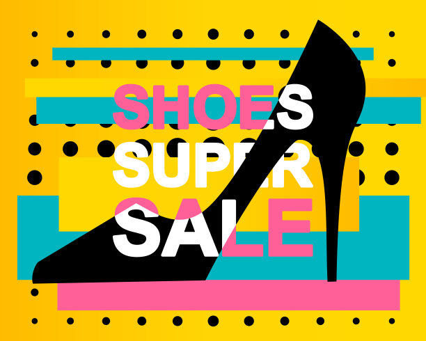 广告横幅或海报与鞋超级销售文字图片下载