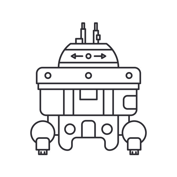 仿生机器人脊柱，骨盆骨假体线图标。仿生假肢。生物技术未来的医学。未来的技术。医用人工机械机器人植入符号。移植。图片下载