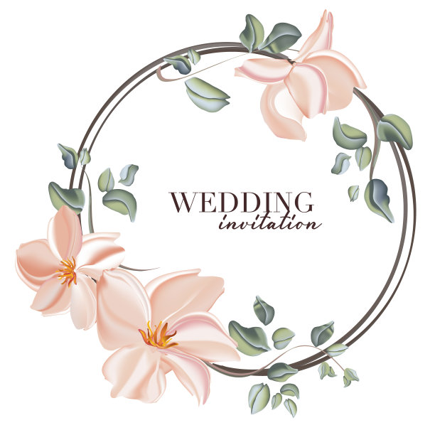 婚礼玫瑰与叶子装饰概念。花卉海报，邀请。矢量植物装饰贺卡，邀请设计背景。古典艺术图片下载