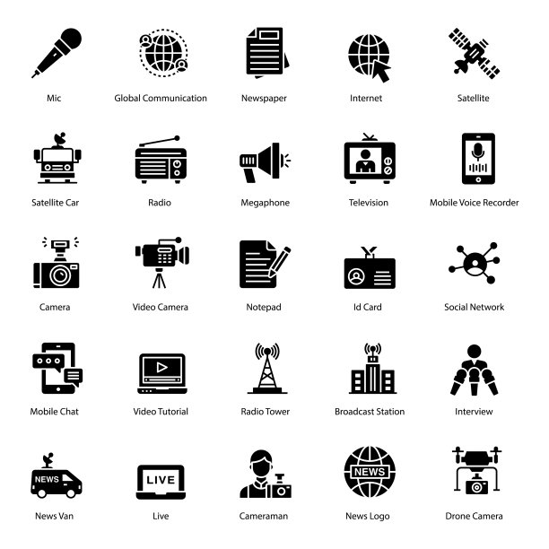 新闻固体图标包图片下载