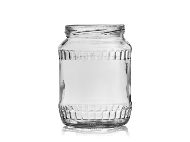 空玻璃罐与反射在灯光背景图片下载