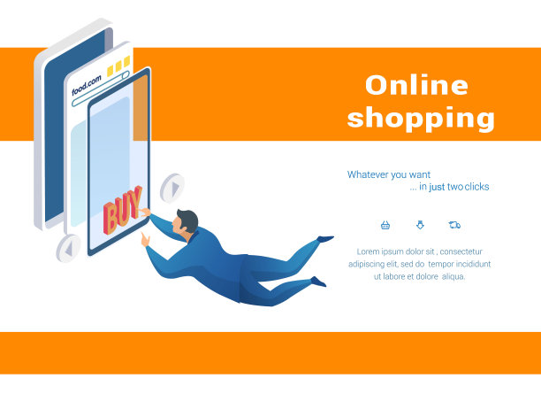 西装男在线购买触屏产品。图片下载