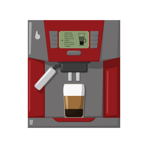 咖啡机和拿铁杯图片下载