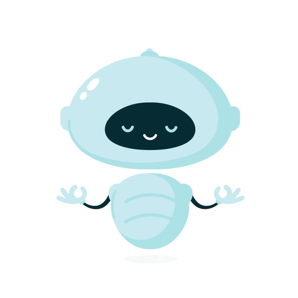 可爱的微笑机器人，机器人冥想瑜伽姿势图片下载