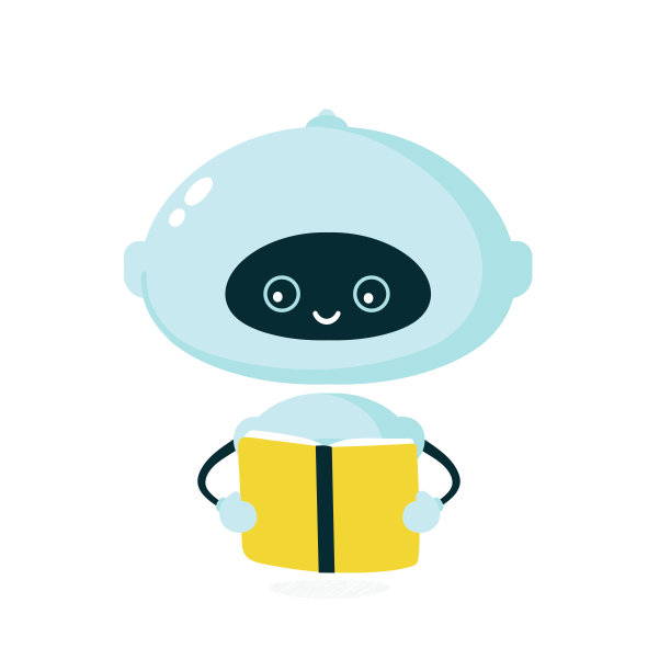 可爱的微笑机器人，机器人读书。图片下载