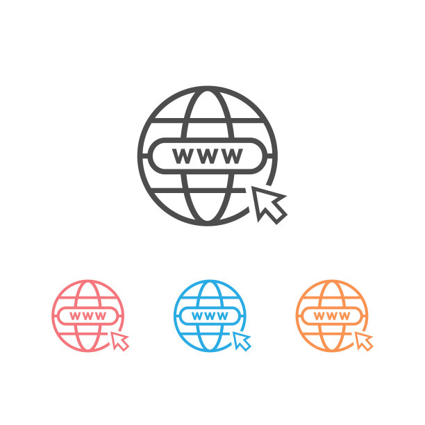 网页图标集矢量图。带有箭头的扁平图标网络互联网地球符号图片下载