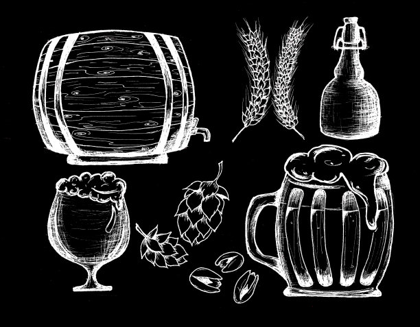 十月节主题设定模式。啤酒。酒吧的风格。现代卡通设置与十月节日的主题。图片下载