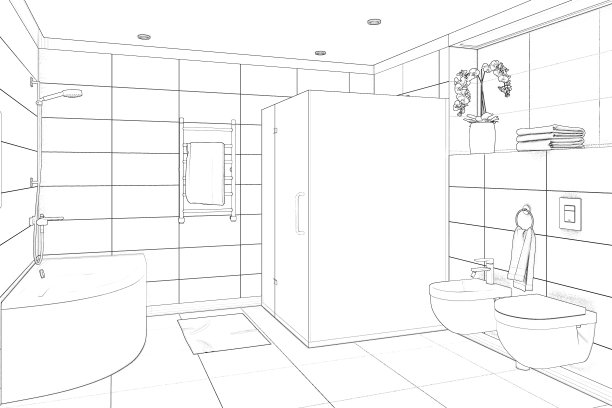 现代浴室内饰草图图片下载