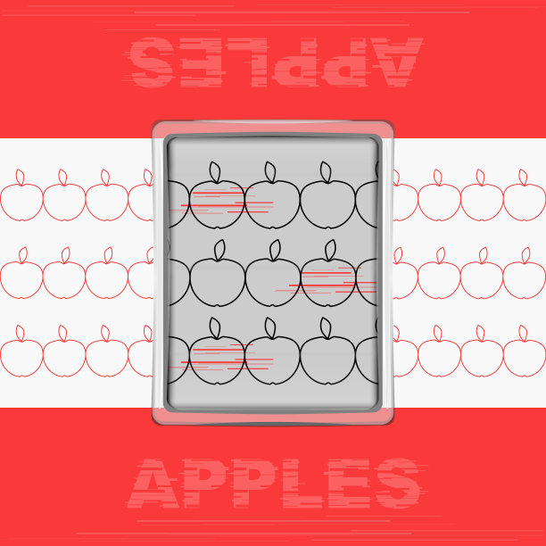 玻璃屏下的苹果构图。图片下载