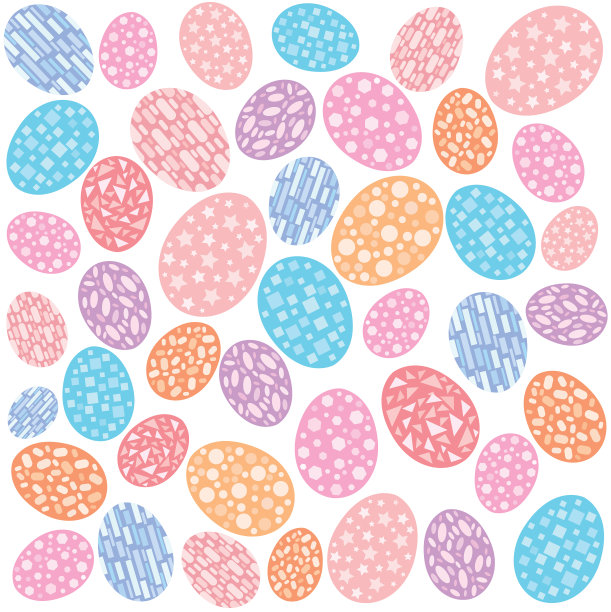 0401矢量彩色复活节彩蛋。复活节装饰设计。孤立在白色背景上的十二个复活节彩蛋。图片下载
