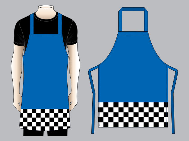 围裙设计矢量(方格图案)图片下载