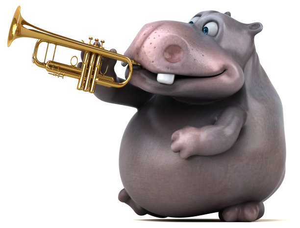 有趣的河马- 3D插图图片下载