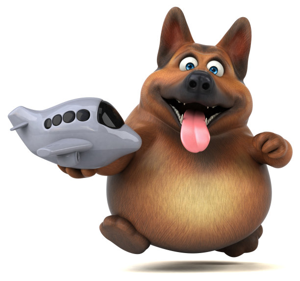 有趣的德国牧羊犬- 3D插图图片下载