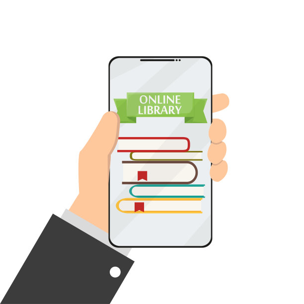 在线图书馆中手矢量平图片下载