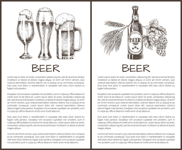矢量啤酒对象在墨水手绘风格草图图片下载