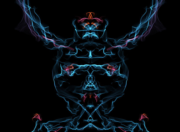 分形彩丝波妖画像，黑色上有角的生物图片下载