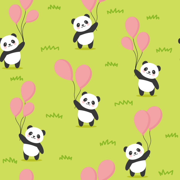 无缝熊猫图案背景图片下载