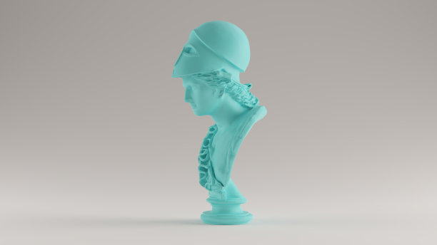 海湾蓝色绿松石密涅瓦半身雕像图片下载