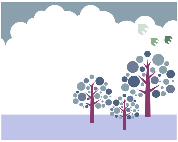 矢量插图。冬天的树。可爱的鸟。消息的名片。图片下载