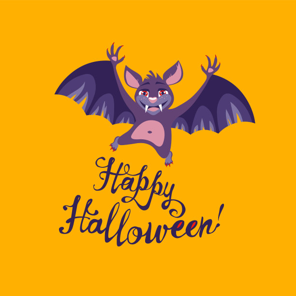 万圣节快乐卡片与蝙蝠图片下载