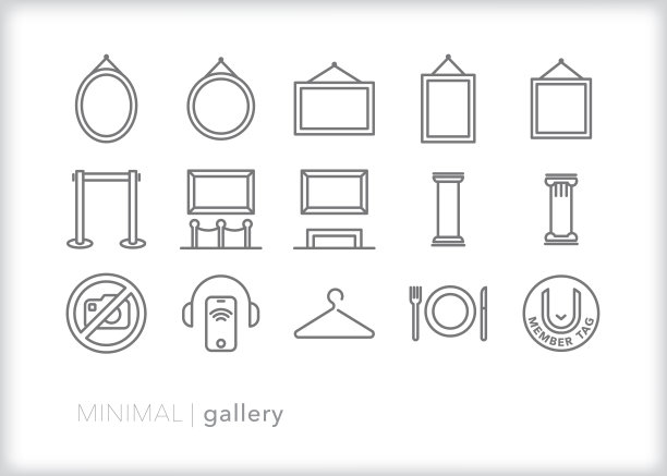 艺术画廊和博物馆线图标设置图片下载