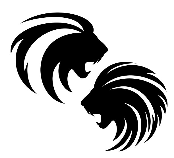 咆哮狮子黑色矢量侧面头像图片下载