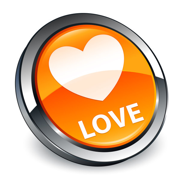 喜欢3d橙色圆形按钮图片下载