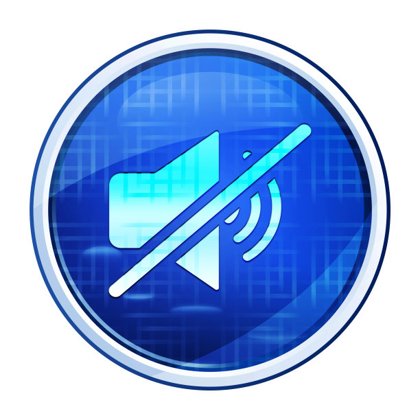 静音喇叭图标未来的蓝色圆形按钮矢量插图图片下载