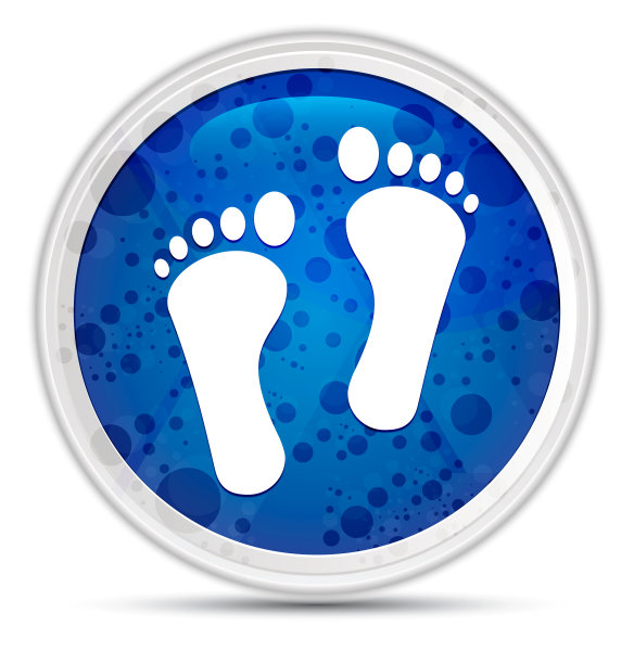 人类两个脚印图标豪华蓝色圆形按钮图片下载