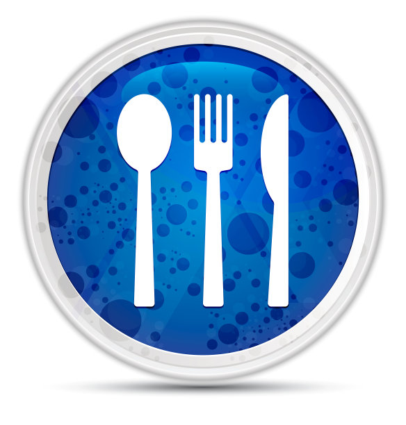 餐具图标豪华蓝色圆形按钮图片下载