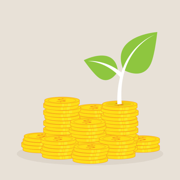 钱金带绿叶，节约投资理念图片下载